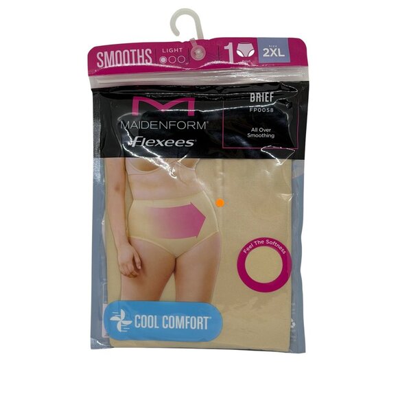 NWT Maidenform Flexees 2XL Brief Nude Light Control Smoothing Panty Comfort Fit - Picture 1 of 4